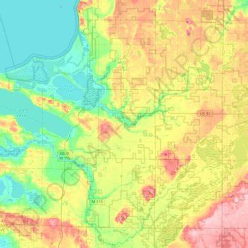 Benzie County topographic map, elevation, relief