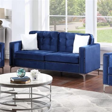 Velvet Sofa 11531 VELVET BLUE SOFA | | 7 Day Furniture | Uph ...