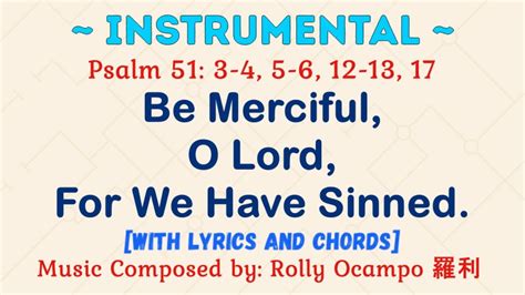 INSTRUMENTAL For 14 February 2024 Ash Wed Mass Psalm 51 Be