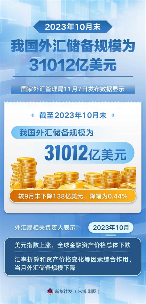 （图表） 经济 2023年10月末我国外汇储备规模为31012亿美元新华社北京制图