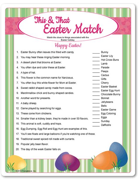 Easter Activities For Adults Worksheets