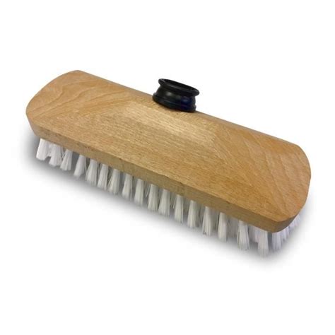 Balai Brosse Lave Pont 22 Cm En PPL Blanc Monture Bois Douille