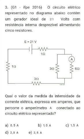 O circuito elétrico representado no diagrama abaixo contém um gerador