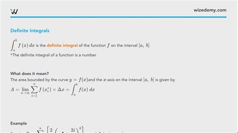 Definite Integrals Wize University Calculus 2 Textbook Wizeprep