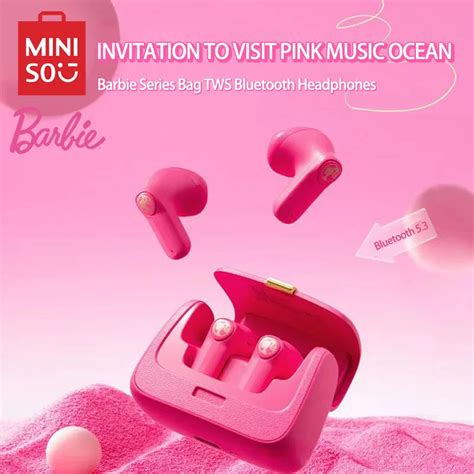 Miniso Barbie Tws Wireless Headphones Bluetooth Earphones Pink