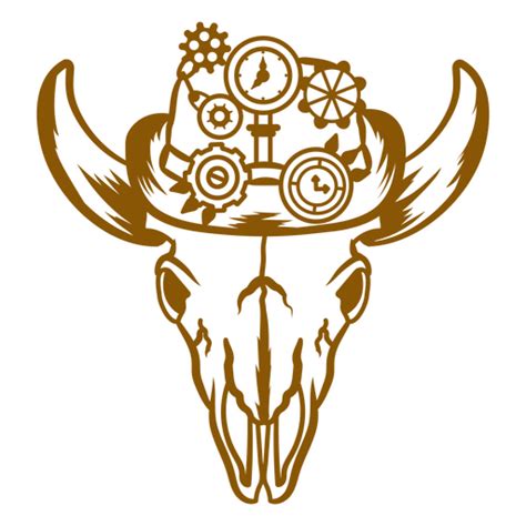 Diseño Png Y Svg De Cráneo De Toro Steampunk Con Engranajes En Su Trazo Para Camisetas