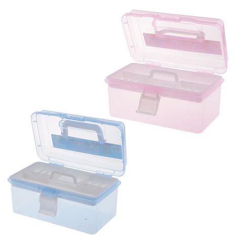 2pcs Sewing Box with Removable Tray -Multipurpose Storage Box with ...