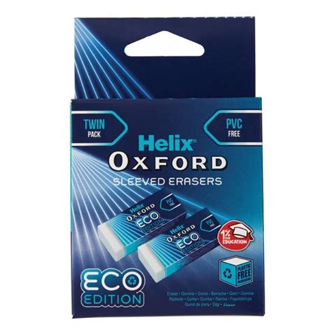 Oxford Cyber Eco Erasers Blue Maped Helix Uk