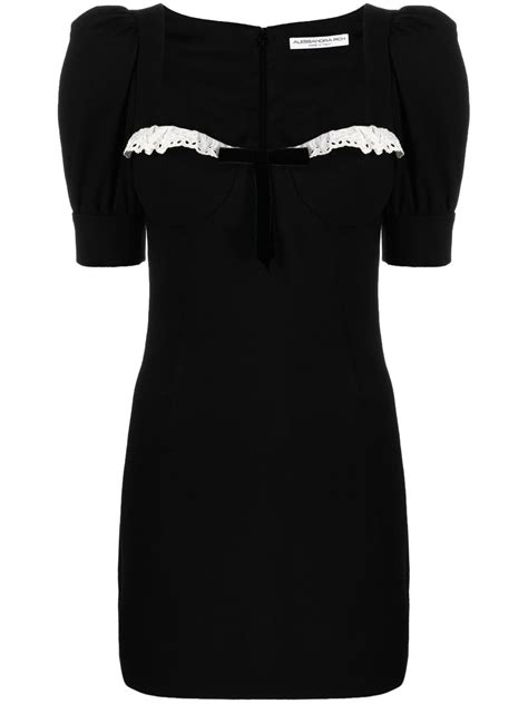 Alessandra Rich Lace Trim Mini Dress Black Farfetch