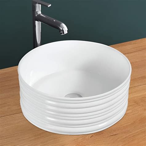 Plantex Platinium Ceramic Tabletop Round Wash Basin Countertop Bathroom