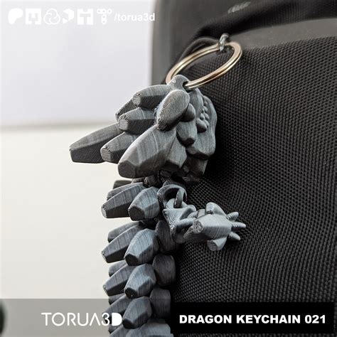 Articulated Dragon Keychain 021 No Supports Print In Place 3d Model By Torua3d On Thangs