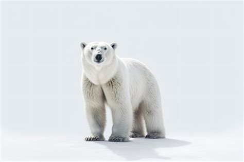 Um Urso Polar Est Parado Na Frente De Um Fundo Branco Foto Premium