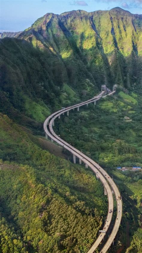 Aerial View Of H 3 Interstate Highway John A Burns Freeway Kaneohe