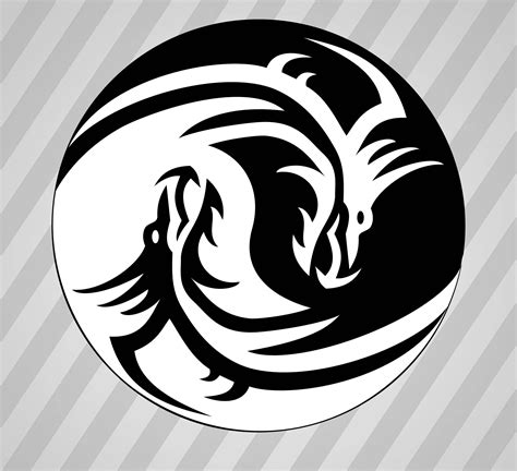 Yin Yang Silhouette Dragon Svg Dxf Eps Silhouette Rld