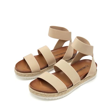 Dream Pairs Women's Jimmie Nude Platform Wedge Sandals Size 9.5 B(M) US