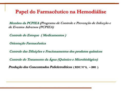 PPT FARMACÊUTICO NA UNIDADE DE HEMODIÁLISE PowerPoint Presentation