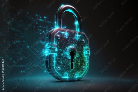 Cybersecurity Padlock Digital Lock On Technology Network Data