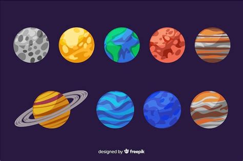 Conjunto De Planetas Del Sistema Solar Dibujados A Mano Vector Gratis