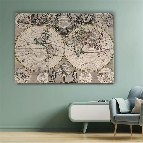 Vintage World Map Canvas Art Old World Map Old World Map Art Canvas Vintage Map Canvas Art