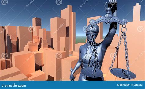 Statue Of Justice Crime In City Concept Temida Themis 3d Rendering