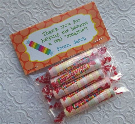 Printable Personalized Smartie Teacher Appreciation Bag Etsy Diy