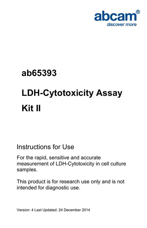 Ab Ldh Cytotoxicity Assay Kit Ii Instructions For Use