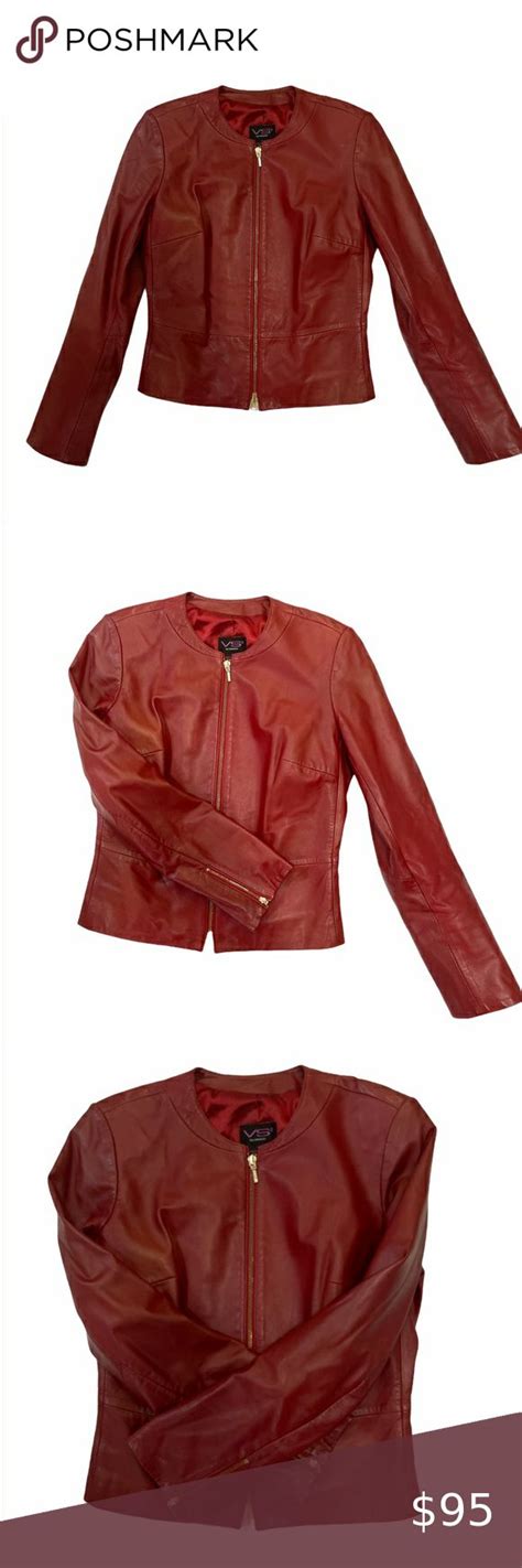 V By Vakko Red Lamb Leather Peplum Jacket Leather Peplum Peplum