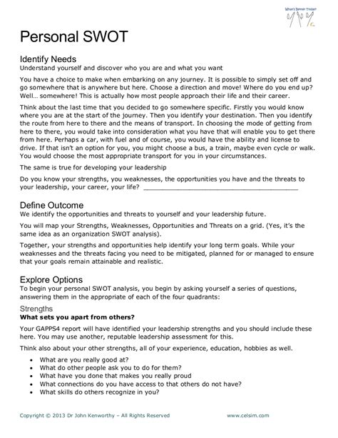 Personal Swot Analysis 6 Examples Format How To Create Pdf