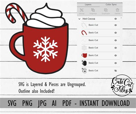 Hot Cocoa Mug SVG PNG Hot Cocoa Clipart Hot Chocolate SVG Hot Chocolate ...