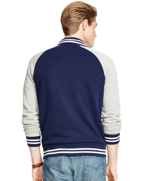 Lyst Polo Ralph Lauren Fleece Baseball Jacket In Blue For Men