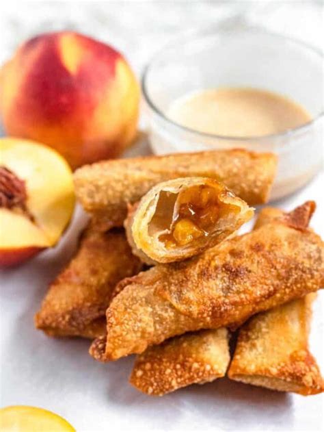 Dessert Peach Cobbler Egg Rolls Recipe The Foreign Fork Fruit