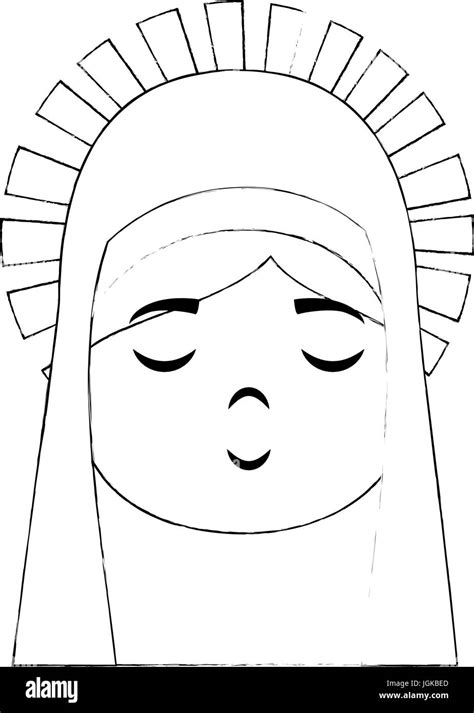 El icono de la Virgen María dibujos animados sobre fondo blanco