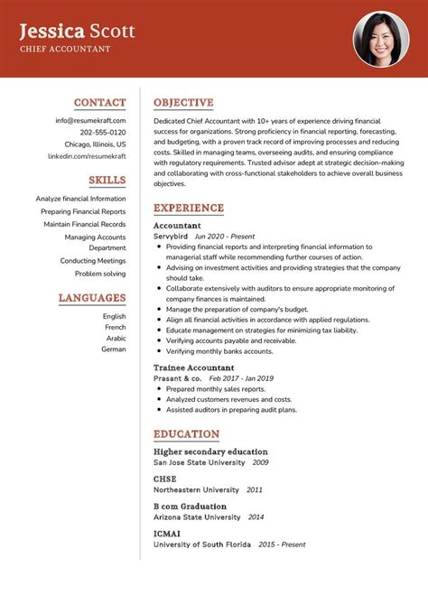 Chief Accountant CV Example In 2025 ResumeKraft