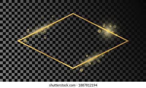 Gold Glowing Rhombus Shape Frame Isolated Stock Vector Royalty Free