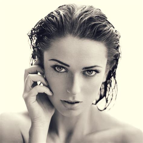 Brunette Woman With Wet Hair Vintage Stock Image Image Of Skin Model 46586623