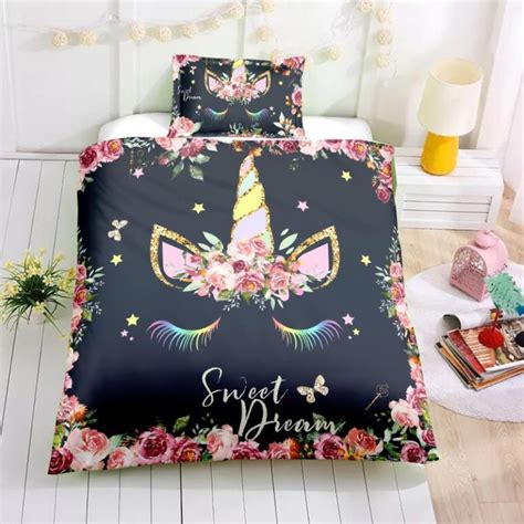 Black Dreaming Unicorn Bedding Set Unilovers