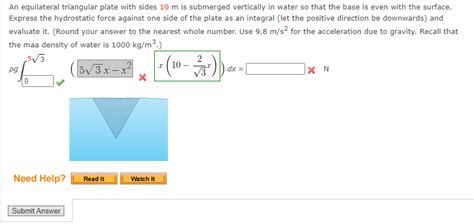 Solved An Equilateral Triangular Plate With Sides 10 M Is