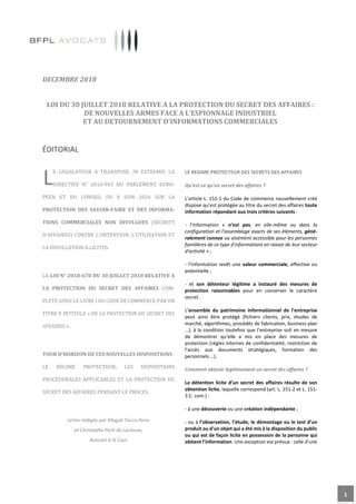 Lettre d information BFPL Avocats décembre 2018 PDF