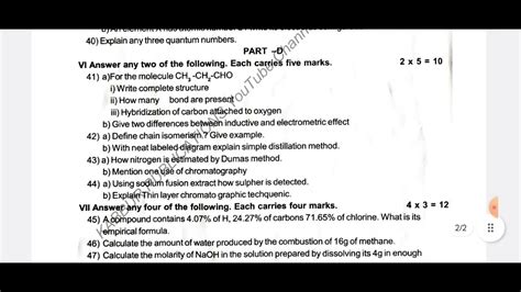 PUC I Year Chemistry Bagalakote District Mid Term QP 2023 1st PUC Mid