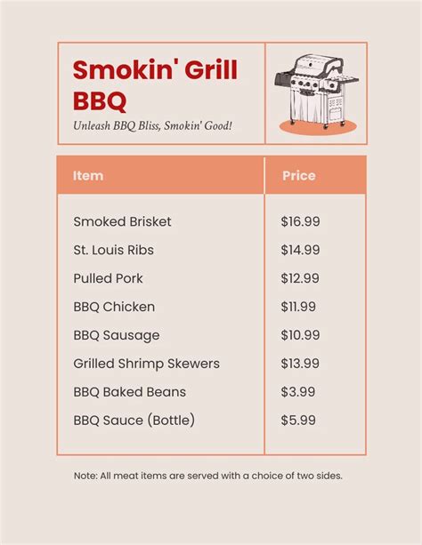 Retro Orange BBQ Restaurant Menu Venngage