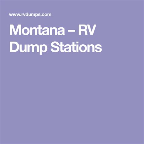 Montana Rv Dump Stations Montana Baker City West Yellowstone