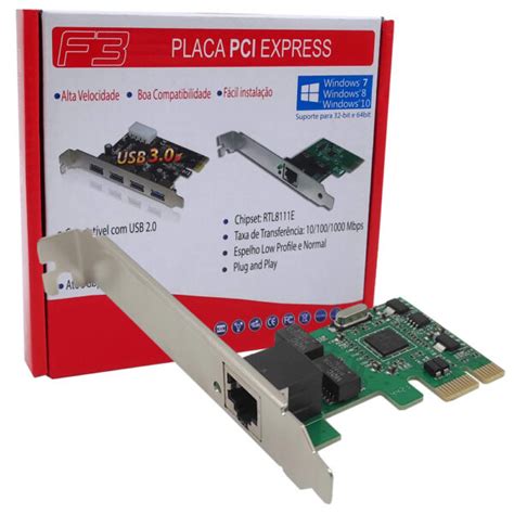 Placa de Rede Pci express Low Profile 10 100 1000 F3 Acessórios