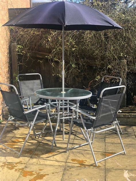 Garden Furniture Set Table with 4 Chairs & Parasol | in Carlton ...