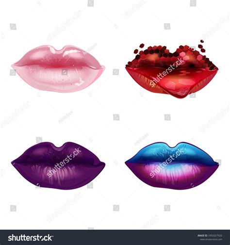 Set Lip Makeup Styles Four Different เวกเตอร์สต็อก ปลอดค่าลิขสิทธิ์