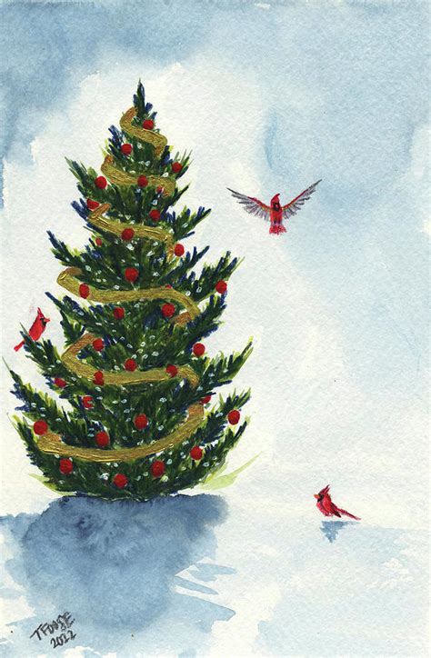 Cardinal Christmas Painting By Taphath Foose Fine Art America