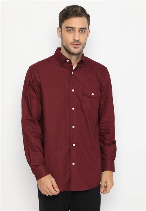 Jack Nicklaus Evaro Kemeja Pria Slim Fit Burgundy Yukshopping