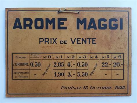 CARTON PUBLICITAIRE ARÔME MAGGI prix flacon 1925 LA POULE AU POT