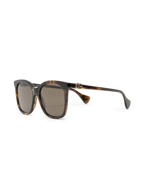 Gucci Eyewear Tortoiseshell Oversize Frame Sunglasses Farfetch