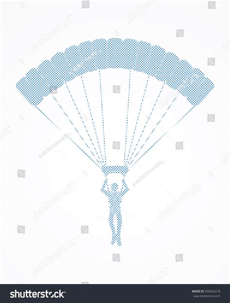 Parachuting Silhouette Designed Using Dots Pattern стоковая векторная