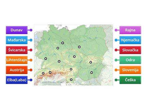 Slijepa Karta Srednja Europa Labelled Diagram